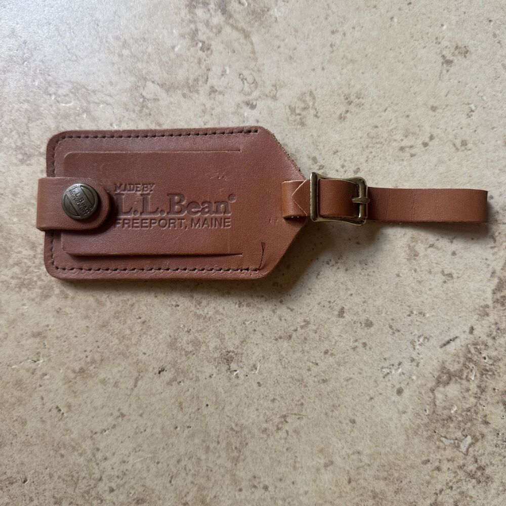 Vintage L.L. Bean Leather Luggage Tag Travel Bag tag New!